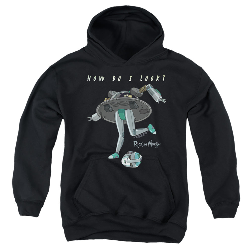 RICK AND MORTY : HOW DO I LOOK? YOUTH PULL OVER HOODIE Black LG