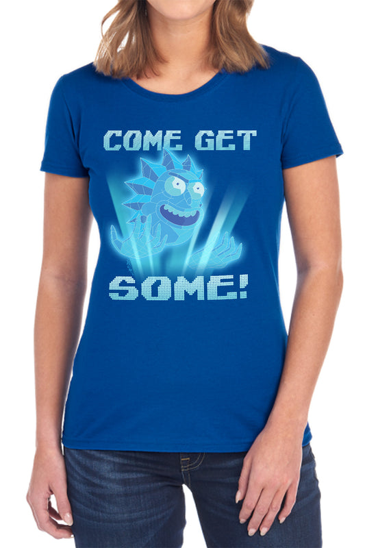 RICK AND MORTY : COME GET SOME WOMENS SHORT SLEEVE Royal Blue 2X