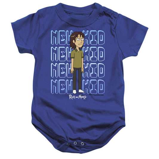 RICK AND MORTY : BRUCE CHUTBACK INFANT SNAPSUIT Royal Blue LG (18 Mo)