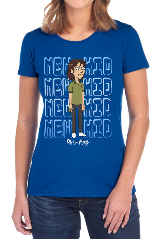 RICK AND MORTY : BRUCE CHUTBACK WOMENS SHORT SLEEVE Royal Blue 2X