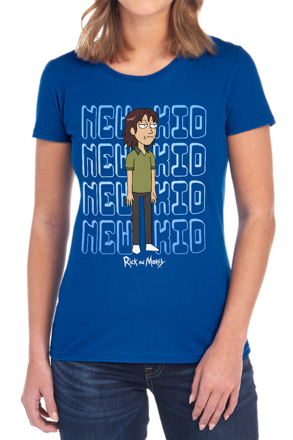 RICK AND MORTY : BRUCE CHUTBACK WOMENS SHORT SLEEVE Royal Blue LG