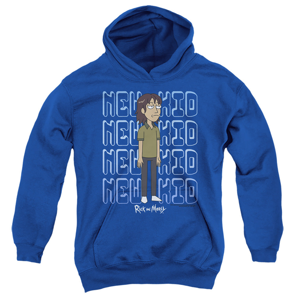 RICK AND MORTY : BRUCE CHUTBACK YOUTH PULL OVER HOODIE Royal Blue LG