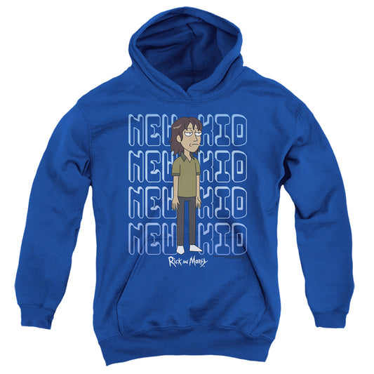 RICK AND MORTY : BRUCE CHUTBACK YOUTH PULL OVER HOODIE Royal Blue SM