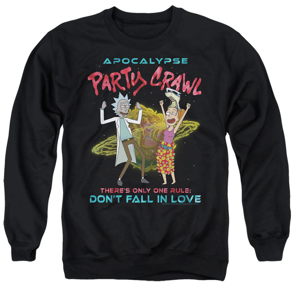 RICK AND MORTY : APOCALYPSE PARTY CRAWL ADULT CREW SWEAT Black 2X