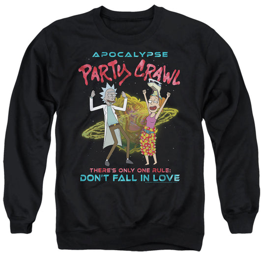 RICK AND MORTY : APOCALYPSE PARTY CRAWL ADULT CREW SWEAT Black LG