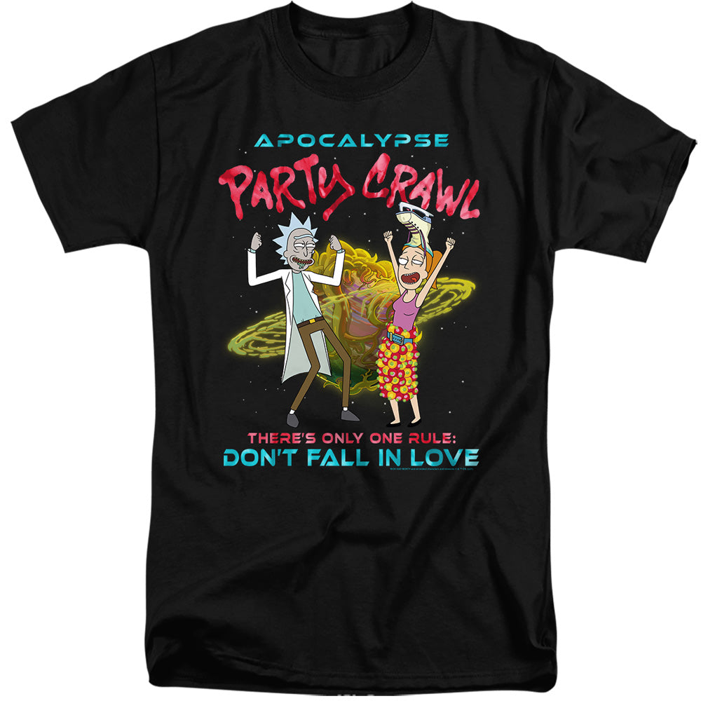 RICK AND MORTY : APOCALYPSE PARTY CRAWL ADULT TALL FIT SHORT SLEEVE Black 2X