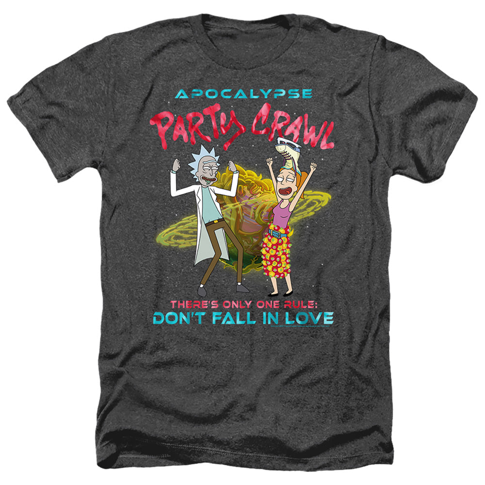 RICK AND MORTY : APOCALYPSE PARTY CRAWL ADULT HEATHER Black 2X