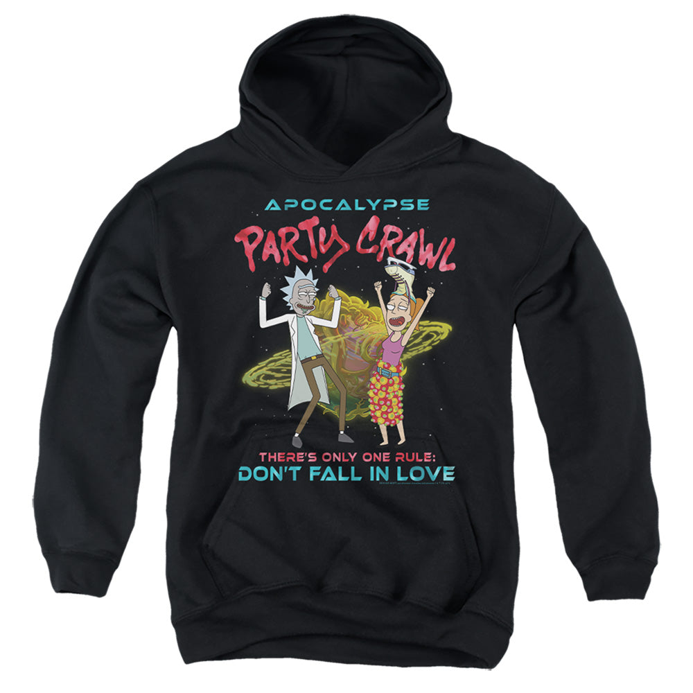 RICK AND MORTY : APOCALYPSE PARTY CRAWL YOUTH PULL OVER HOODIE Black LG