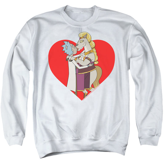 RICK AND MORTY : RICK AND HORSE KISS ADULT CREW SWEAT White LG