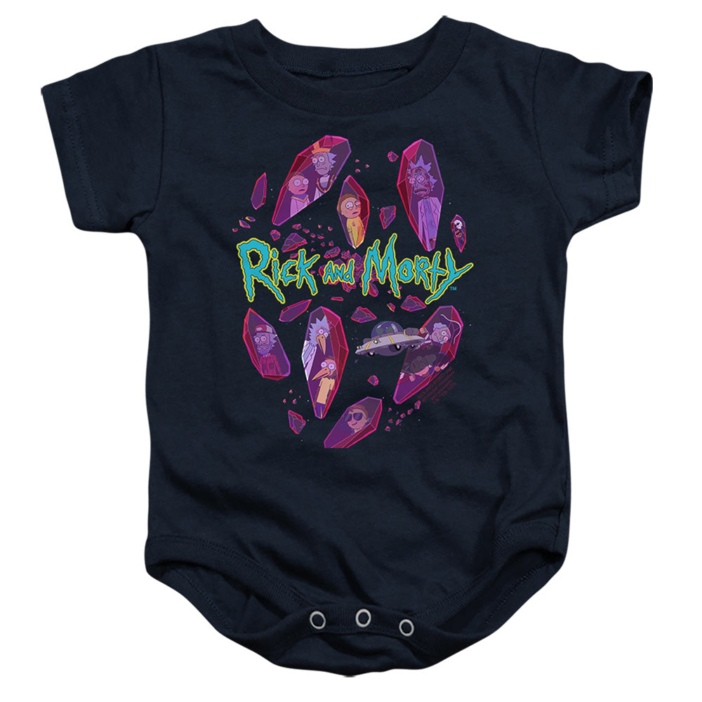 RICK AND MORTY : DEATH CRYSTAL FUTURES INFANT SNAPSUIT Navy MD (12 Mo)