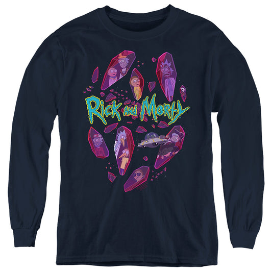 RICK AND MORTY : DEATH CRYSTAL FUTURES L\S YOUTH Navy LG