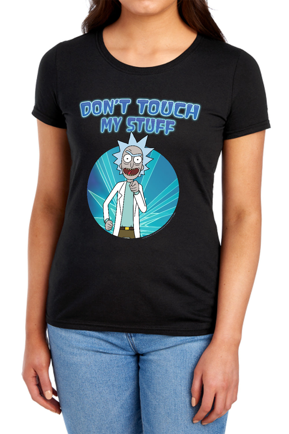 RICK AND MORTY : DON'T TOUCH WOMENS SHORT SLEEVE Black 2X