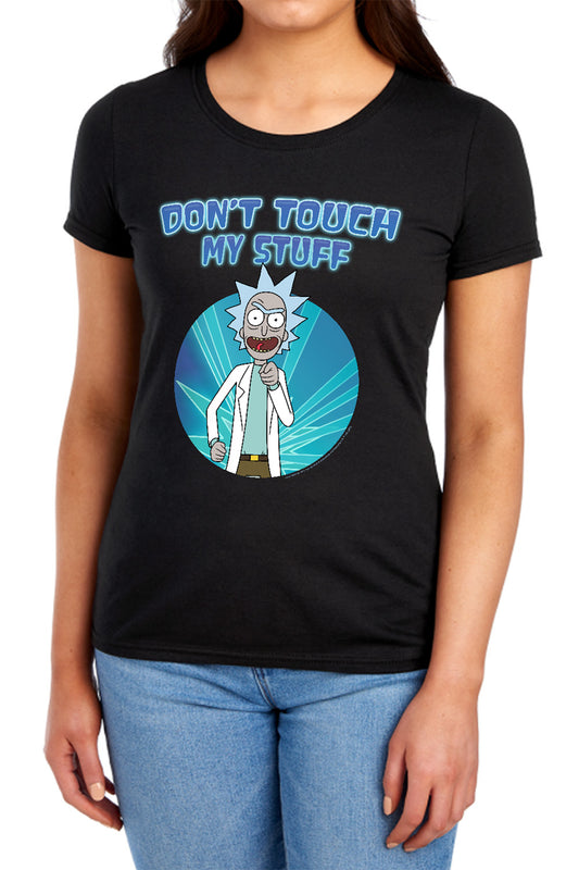 RICK AND MORTY : DON'T TOUCH WOMENS SHORT SLEEVE Black 2X