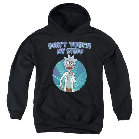 RICK AND MORTY : DON'T TOUCH YOUTH PULL OVER HOODIE Black LG