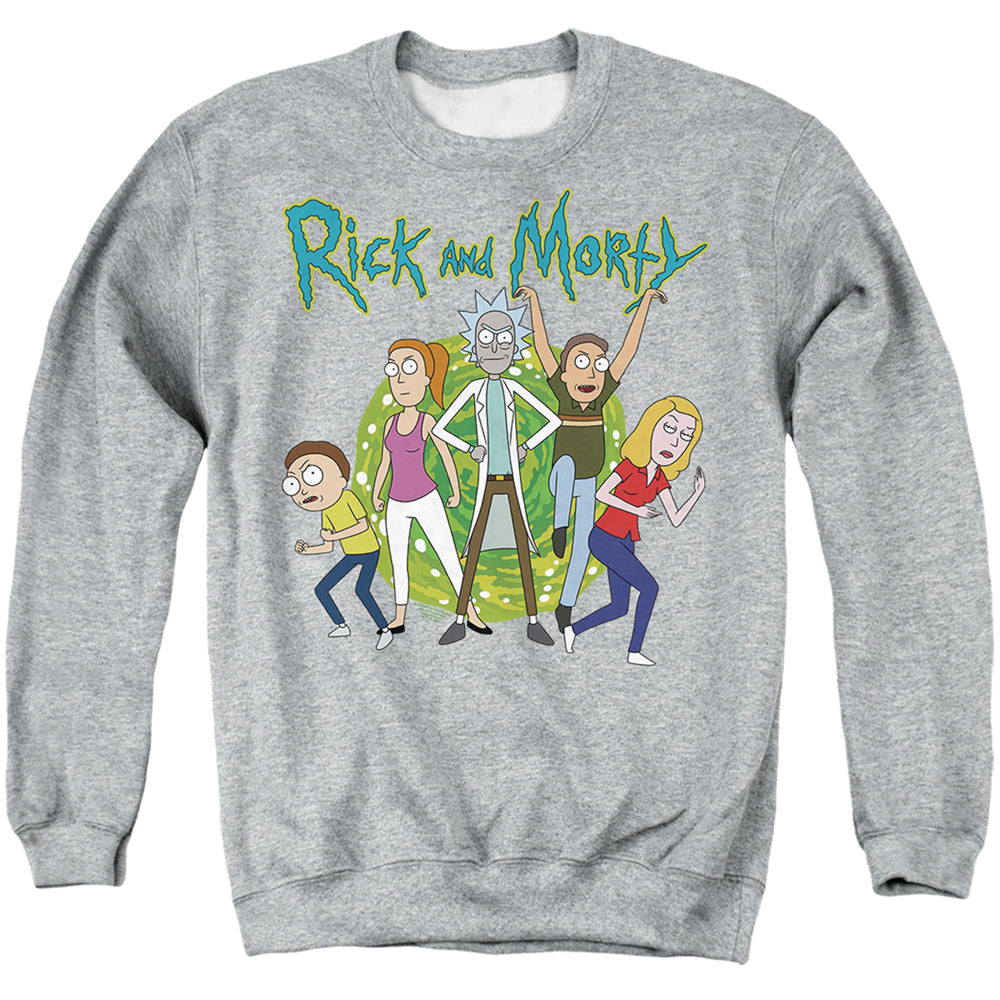 RICK AND MORTY : FAMILY FIGHTS TOGETHER ADULT CREW SWEAT Athletic Heather LG