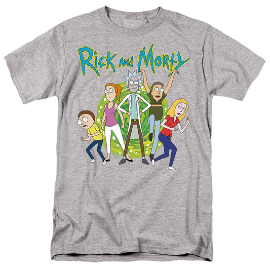 RICK AND MORTY : FAMILY FIGHTS TOGETHER S\S ADULT 18\1 Athletic Heather 2X