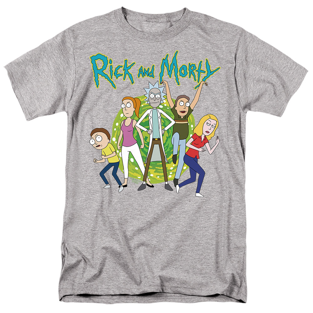 RICK AND MORTY : FAMILY FIGHTS TOGETHER S\S ADULT 18\1 Athletic Heather 3X