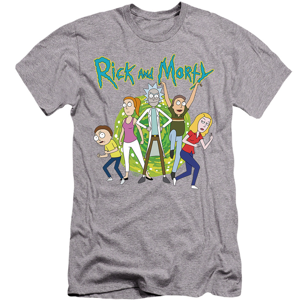 RICK AND MORTY : FAMILY FIGHTS TOGETHER  PREMIUM CANVAS ADULT SLIM FIT 30\1 Athletic Heather XL