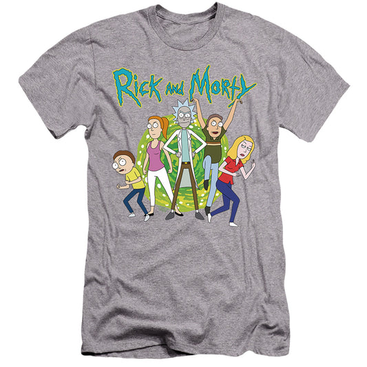 RICK AND MORTY : FAMILY FIGHTS TOGETHER  PREMIUM CANVAS ADULT SLIM FIT 30\1 Athletic Heather XL