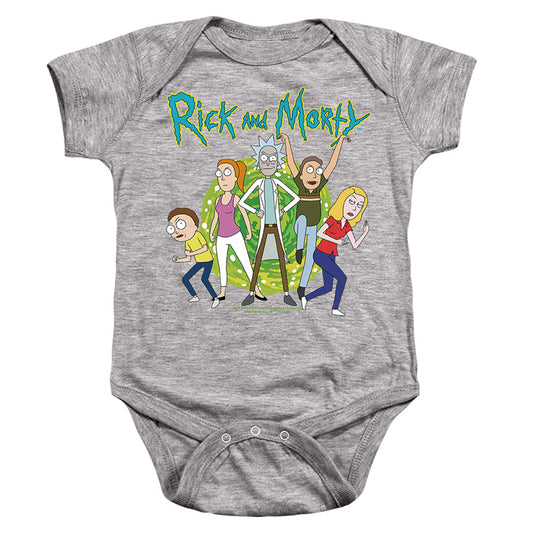 RICK AND MORTY : FAMILY FIGHTS TOGETHER INFANT SNAPSUIT Athletic Heather LG (18 Mo)