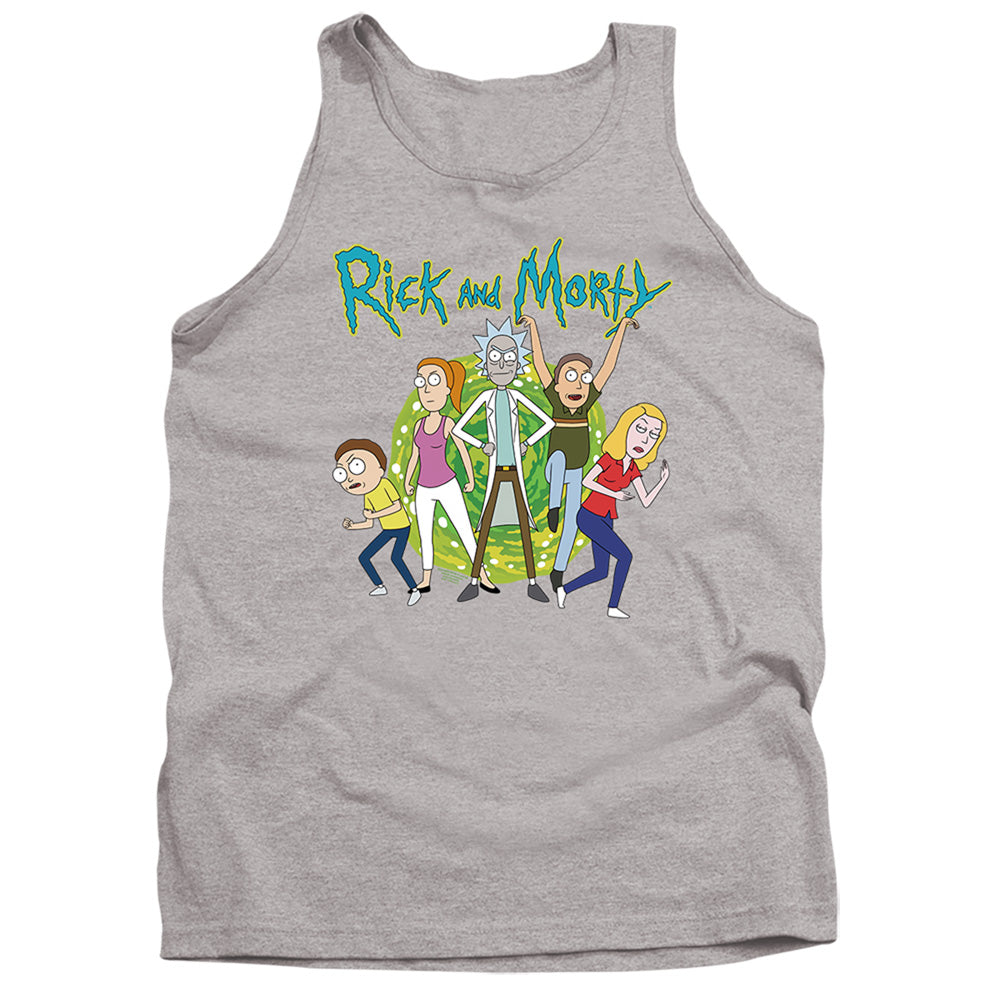 RICK AND MORTY : FAMILY FIGHTS TOGETHER ADULT TANK Athletic Heather 2X