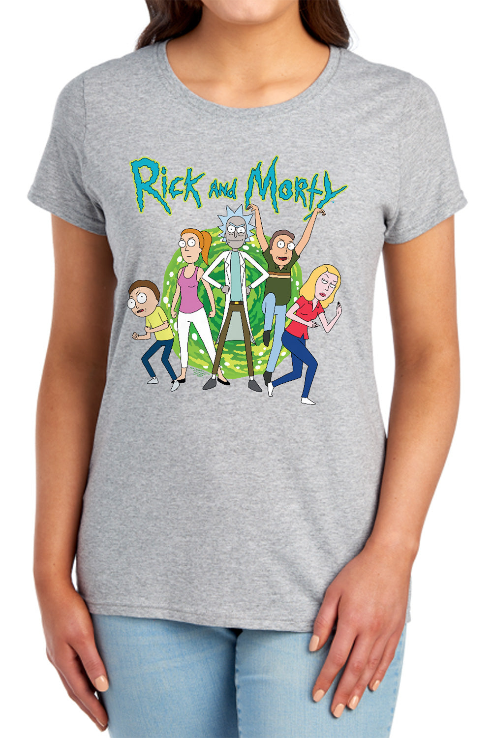 RICK AND MORTY : FAMILY FIGHTS TOGETHER WOMENS SHORT SLEEVE Athletic Heather 2X