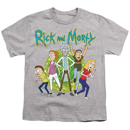 RICK AND MORTY : FAMILY FIGHTS TOGETHER S\S YOUTH 18\1 Athletic Heather LG