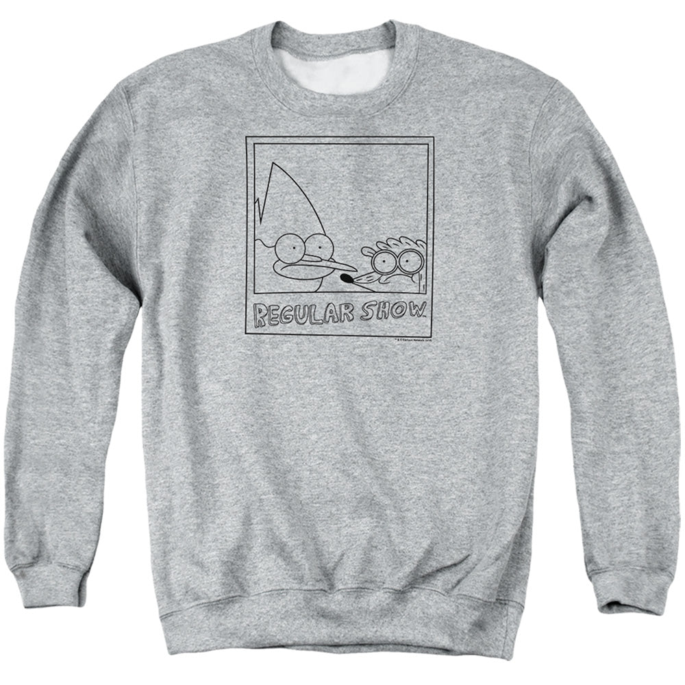 REGULAR SHOW : POLAROID ADULT CREW SWEAT Athletic Heather MD