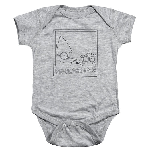 REGULAR SHOW : POLAROID INFANT SNAPSUIT Athletic Heather SM (6 Mo)