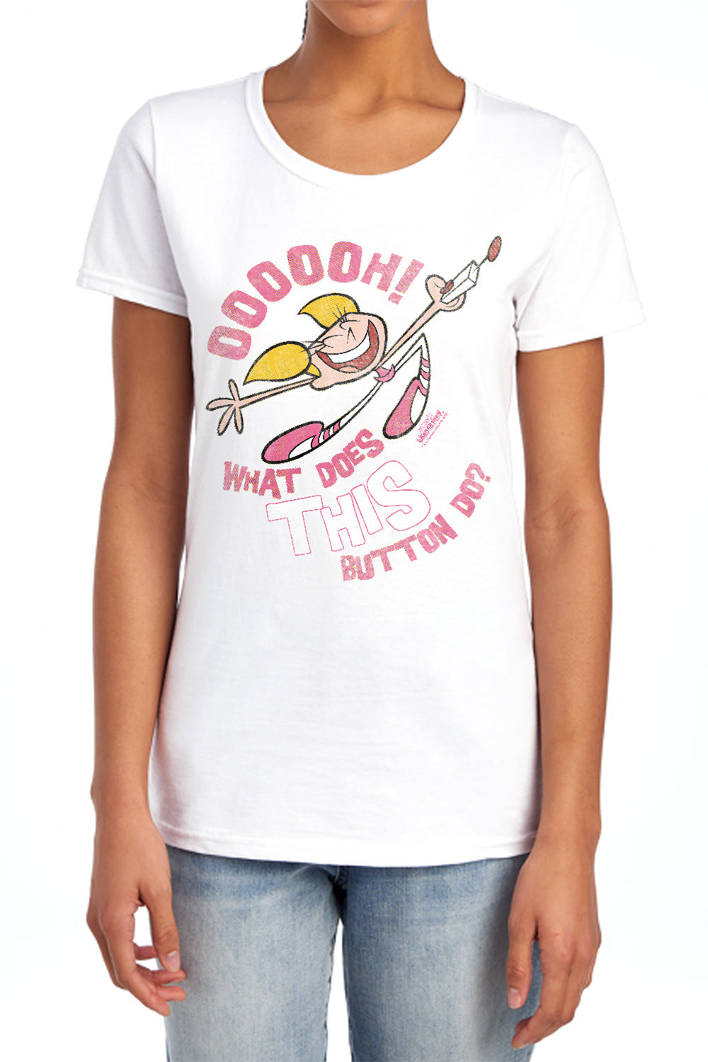 DEXTER'S LABORATORY : BUTTON S\S WOMENS TEE Pink XL