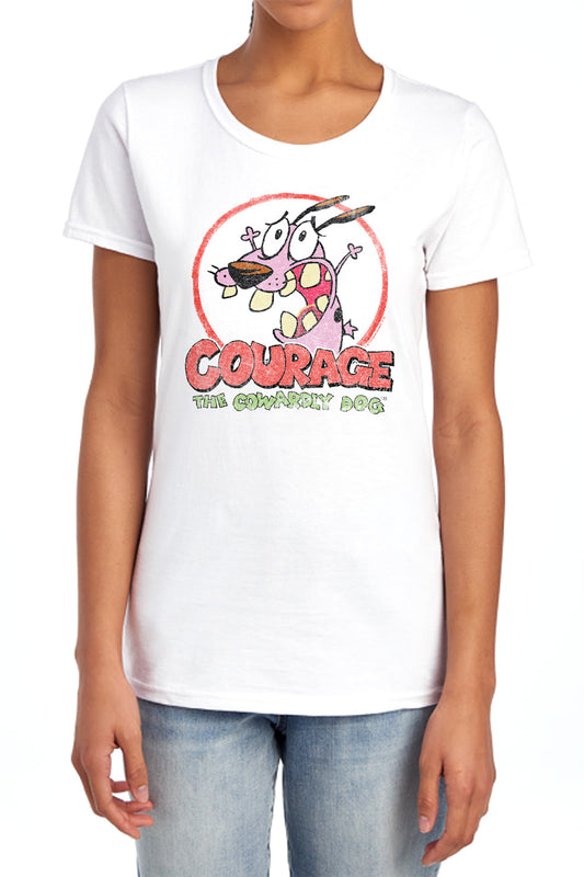 COURAGE THE COWARDLY DOG : VINTAGE COURAGE S\S WOMENS TEE LIGHT BLUE XL