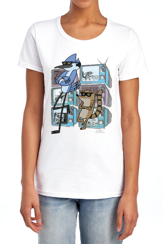 REGULAR SHOW : TV TOO COOL WOMENS SHORT SLEEVE Light Blue 2X