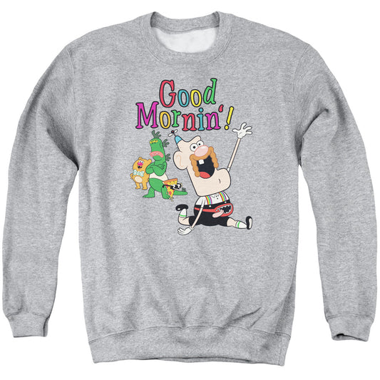 UNCLE GRANDPA : GOOD MORNIN ADULT CREW NECK SWEATSHIRT Athletic Heather 2X