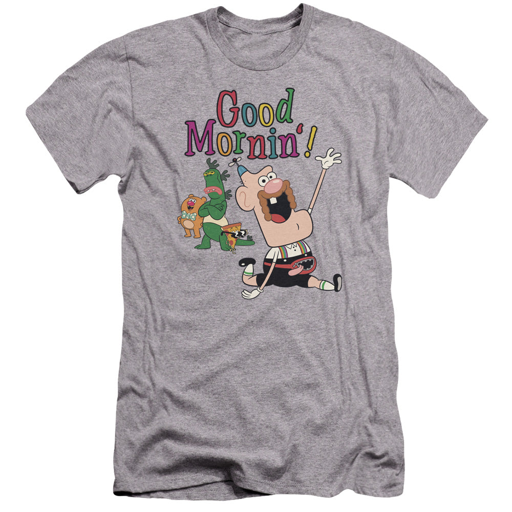 UNCLE GRANDPA : GOOD MORNIN PREMIUM ADULT RINGSPUN COTTON SHORT SLEEVE Athletic Heather SM