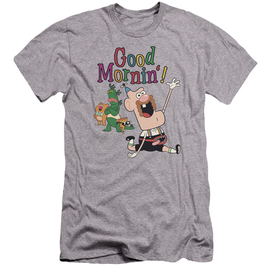 UNCLE GRANDPA : GOOD MORNIN PREMIUM ADULT RINGSPUN COTTON SHORT SLEEVE Athletic Heather SM