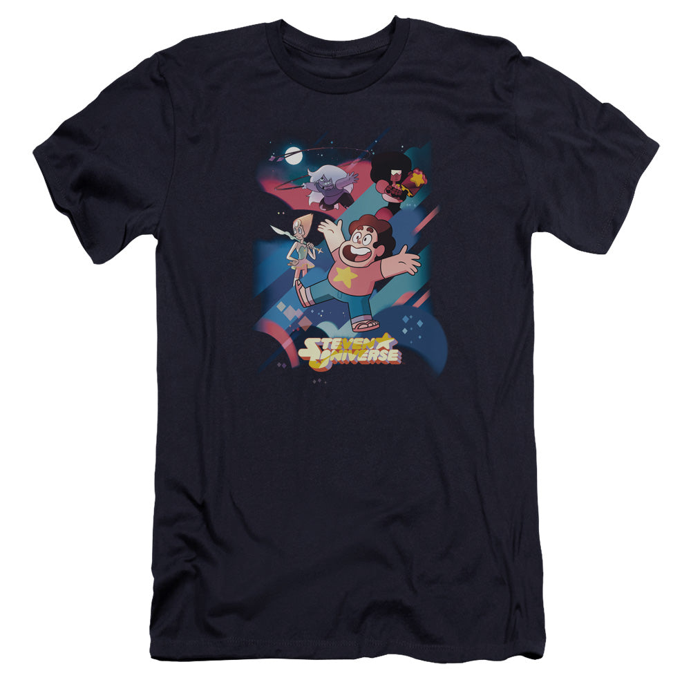 STEVEN UNIVERSE : GROUP SHOT PREMIUM ADULT RINGSPUN COTTON SHORT SLEEVE Navy 2X