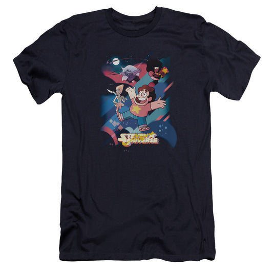 STEVEN UNIVERSE : GROUP SHOT PREMIUM ADULT RINGSPUN COTTON SHORT SLEEVE Navy 2X