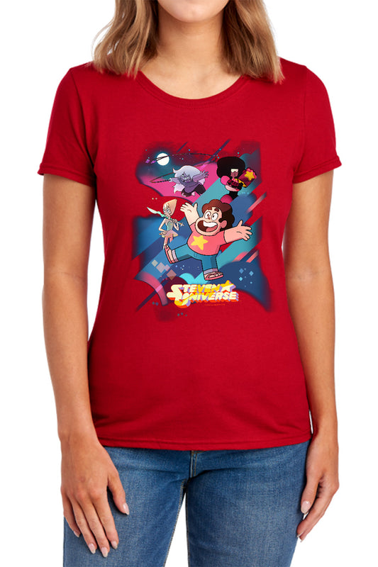 STEVEN UNIVERSE : GROUP SHOT S\S WOMENS TEE Navy MD