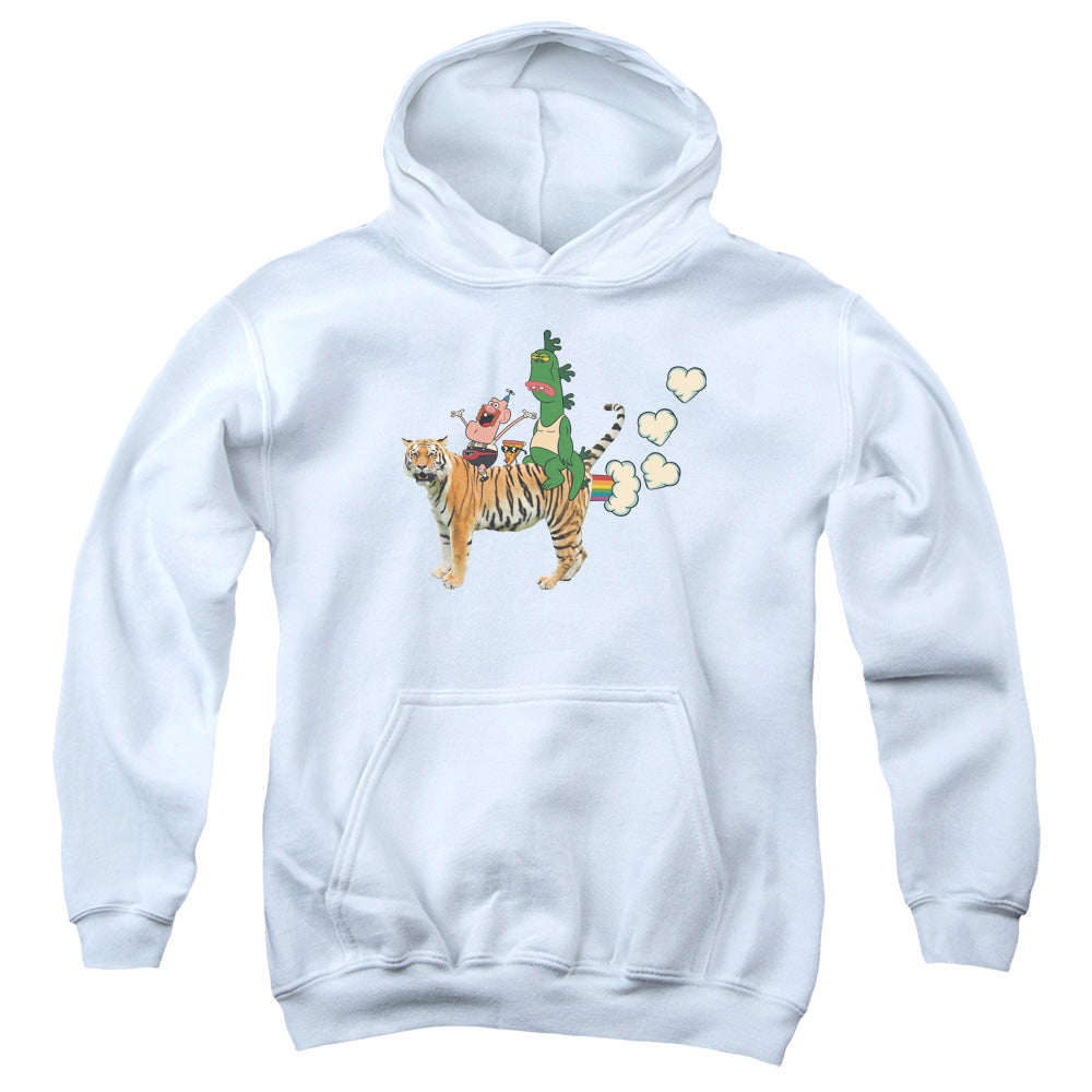 UNCLE GRANDPA : FART HEARTS YOUTH PULL OVER HOODIE White LG