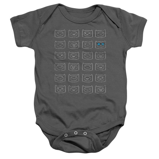 ADVENTURE TIME : FINN FACES INFANT SNAPSUIT Charcoal LG (18 Mo)