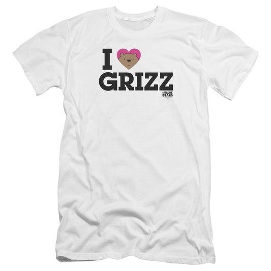 WE BARE BEARS : HEART GRIZZ PREMIUM ADULT RINGSPUN COTTON SHORT SLEEVE White 2X