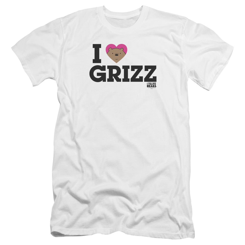 WE BARE BEARS : HEART GRIZZ PREMIUM ADULT RINGSPUN COTTON SHORT SLEEVE White LG