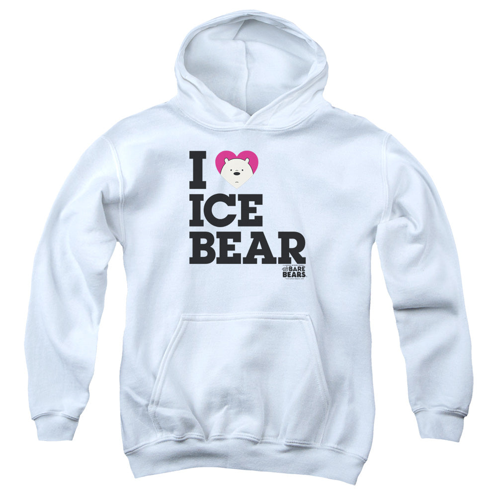 WE BARE BEARS : HEART ICE BEAR YOUTH PULL OVER HOODIE White LG