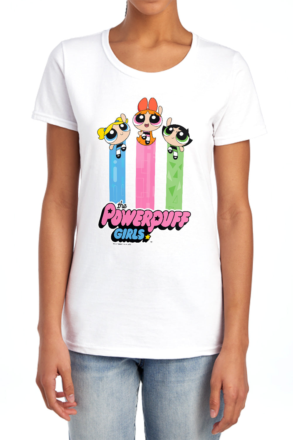 POWERPUFF GIRLS : THE GIRLS FLY WOMENS SHORT SLEEVE Light Blue 2X