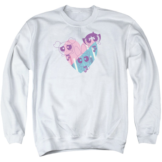 POWERPUFF GIRLS : POWERPUFF HEART ADULT CREW SWEAT White XL