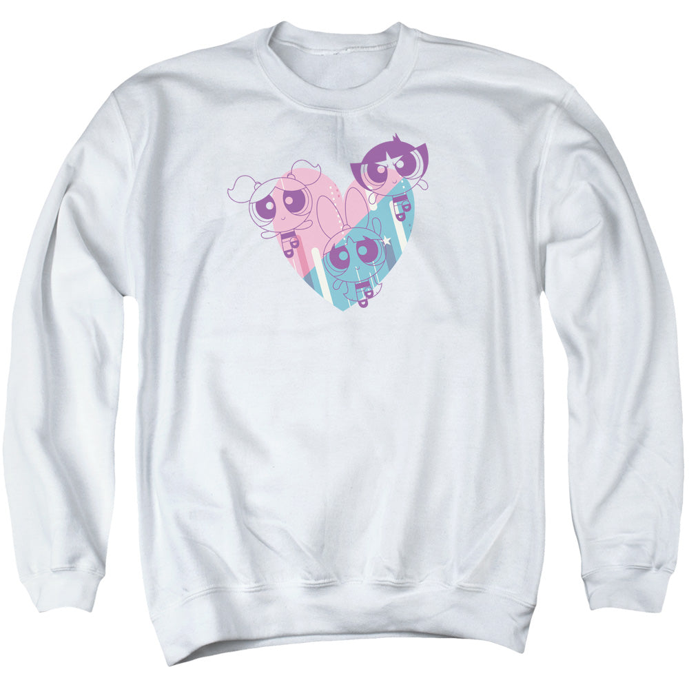 POWERPUFF GIRLS : POWERPUFF HEART ADULT CREW SWEAT White SM