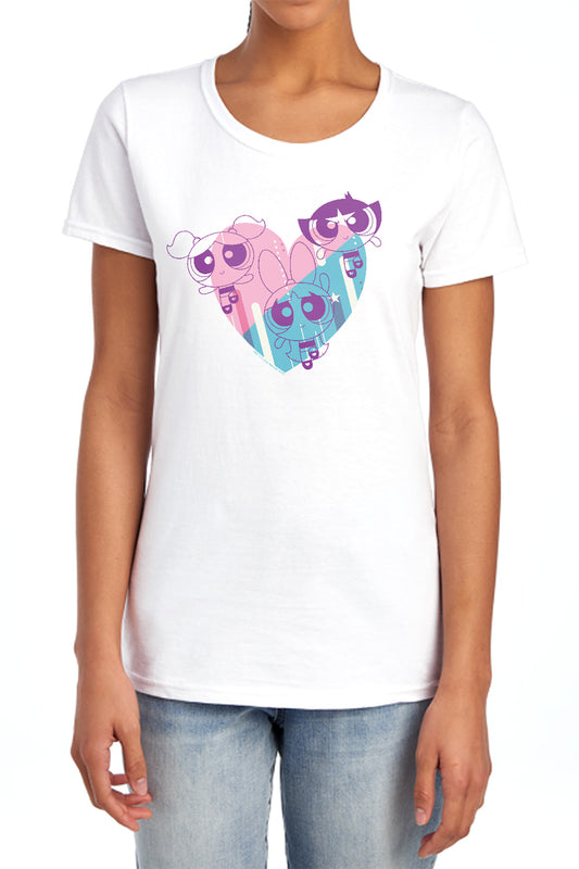 POWERPUFF GIRLS : POWERPUFF HEART WOMENS SHORT SLEEVE White SM