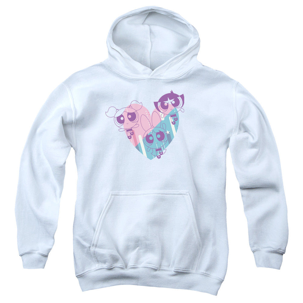 POWERPUFF GIRLS : POWERPUFF HEART YOUTH PULL OVER HOODIE White MD