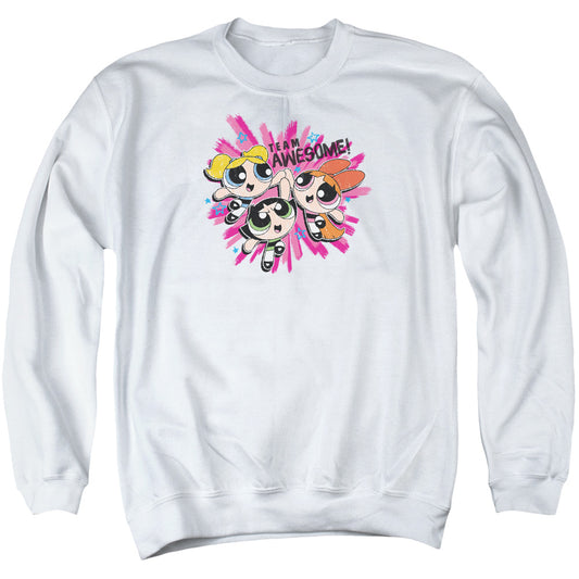 POWERPUFF GIRLS : TEAM AWESOME ADULT CREW SWEAT White 2X