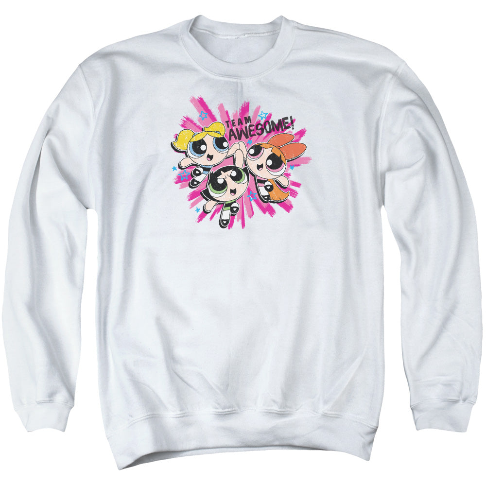 POWERPUFF GIRLS : TEAM AWESOME ADULT CREW SWEAT White XL